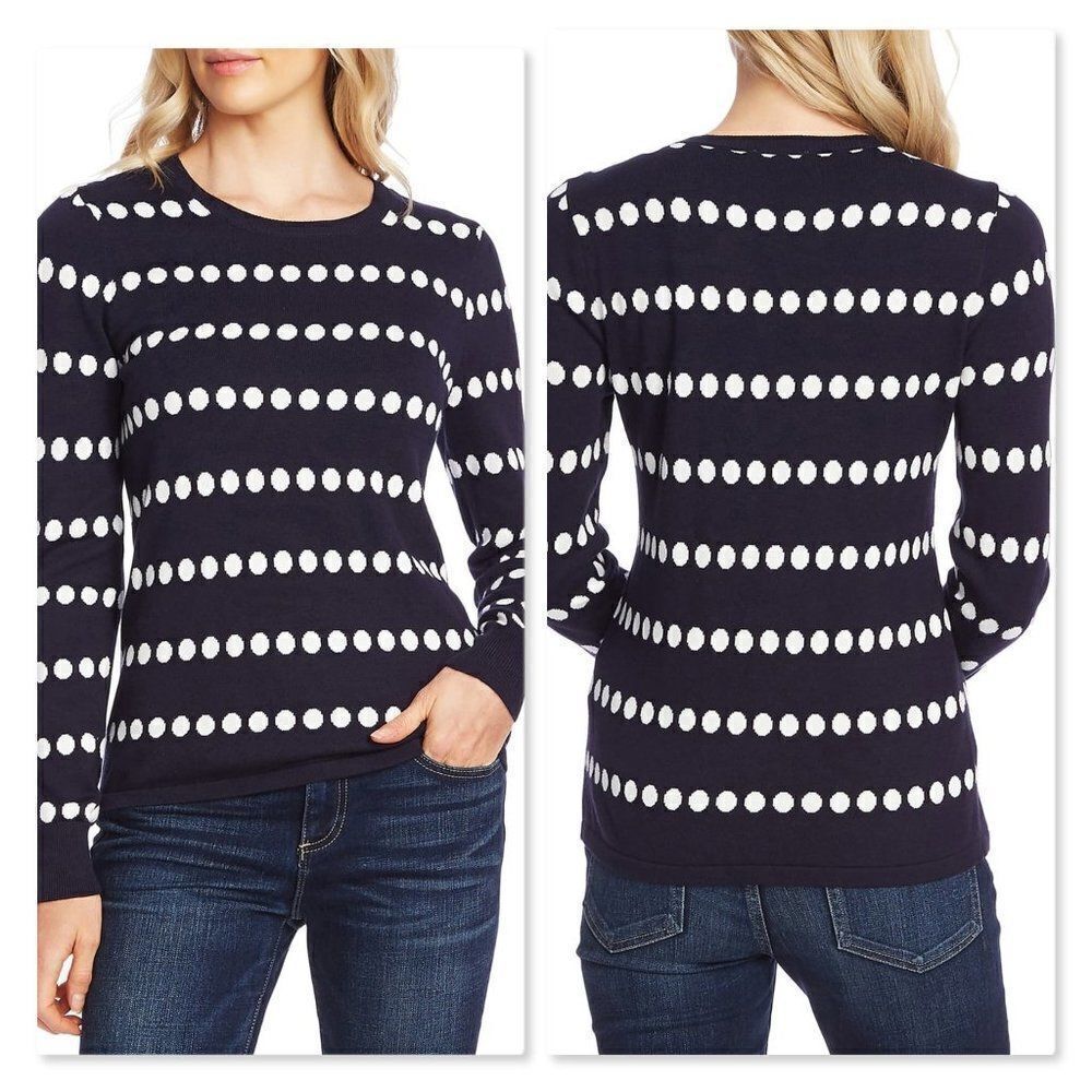 Vince Camuto Dot Jacquard Crewneck Sweater